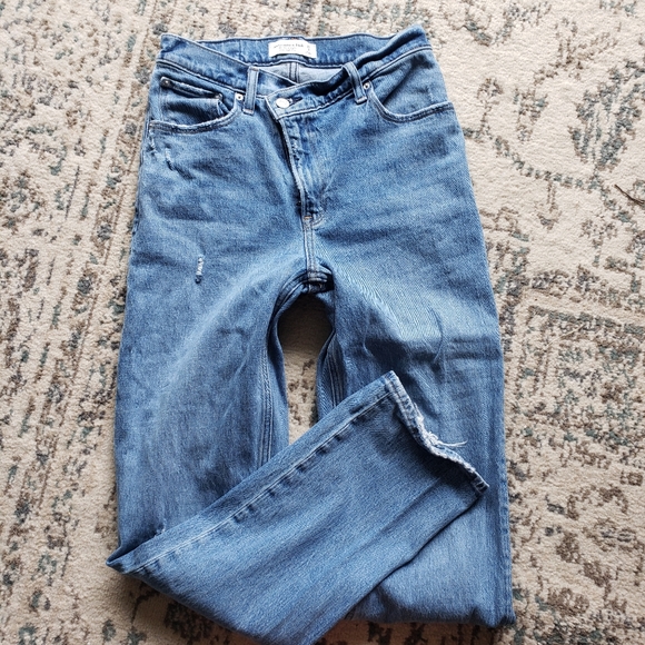 Abercrombie 90s ultra high rise straight jeans criss cross waist - Picture 6 of 6